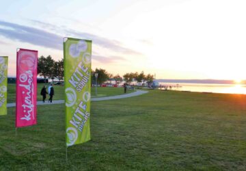 kitesurfen, podersdorf, strand, neusiederlsee, sonnenuntergang